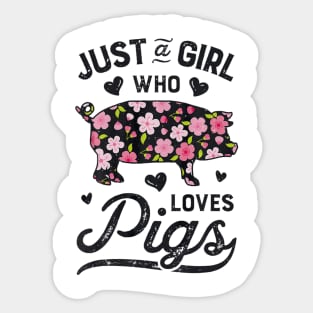 Pig Shirts for Girls Women Kids Just a Girl who Loves Pigs Sticker